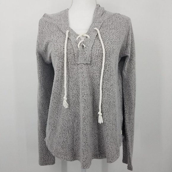 Billabong Tops - Billabong Gray Soft Fleece Lace-Up Pullover Hoodie